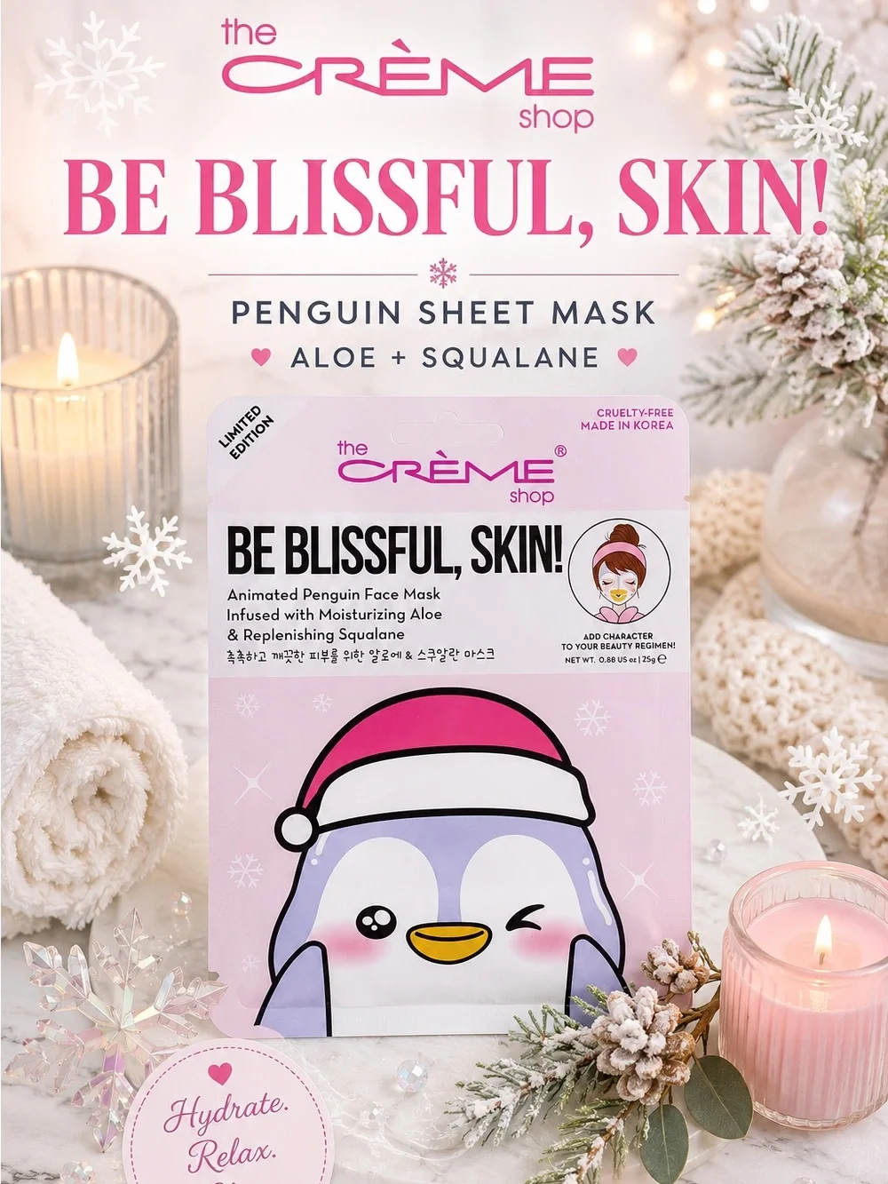The Crème Shop Be Blissful, Skin! Penguin Sheet Mask | Aloe + Squalane